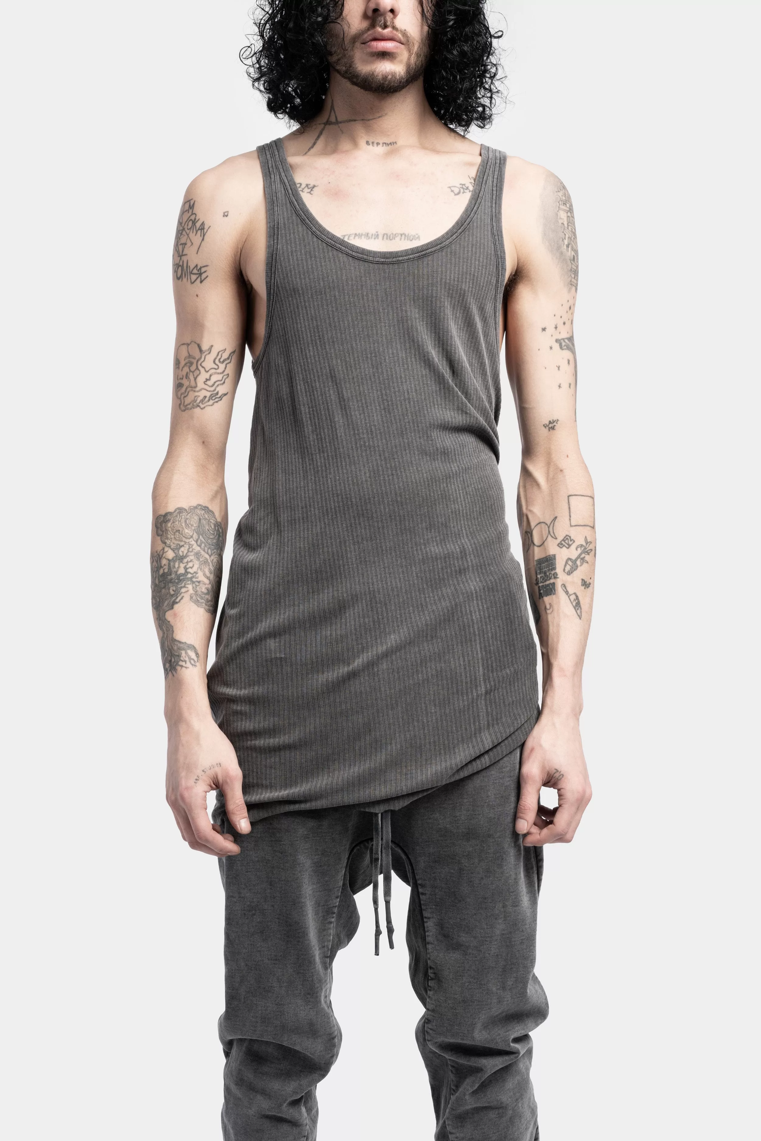 Cotton tank top, Acid grey