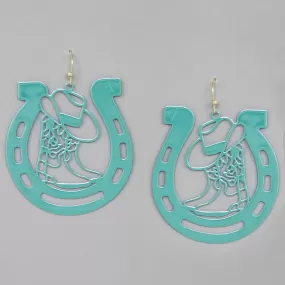 Cowgirl Boots & Horseshoe Filigree Earrings