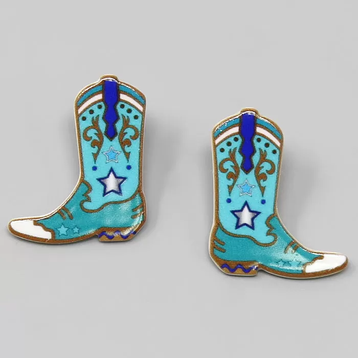 Cowgirl Boots Acrylic Stud Earrings