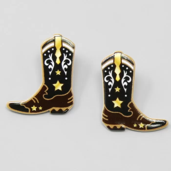 Cowgirl Boots Acrylic Stud Earrings