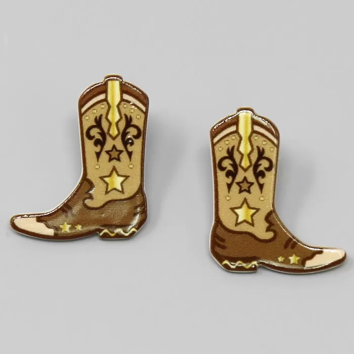 Cowgirl Boots Acrylic Stud Earrings