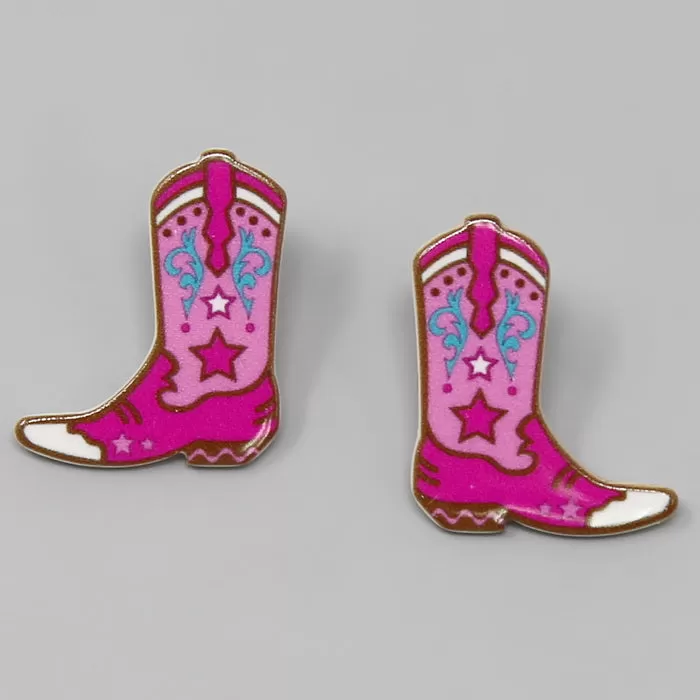 Cowgirl Boots Acrylic Stud Earrings