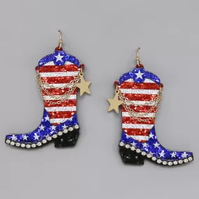 Cowgirl Boots Glitter Drop Earrings