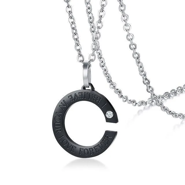 CZ Stone Stainless Steel Necklace Antique Pendants Jewelry