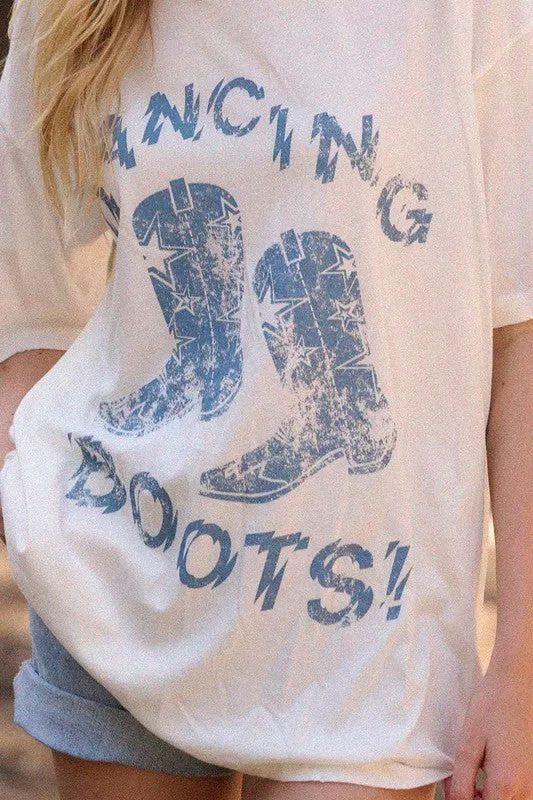 Dancing Boots Distress Oversized Graphic Tee