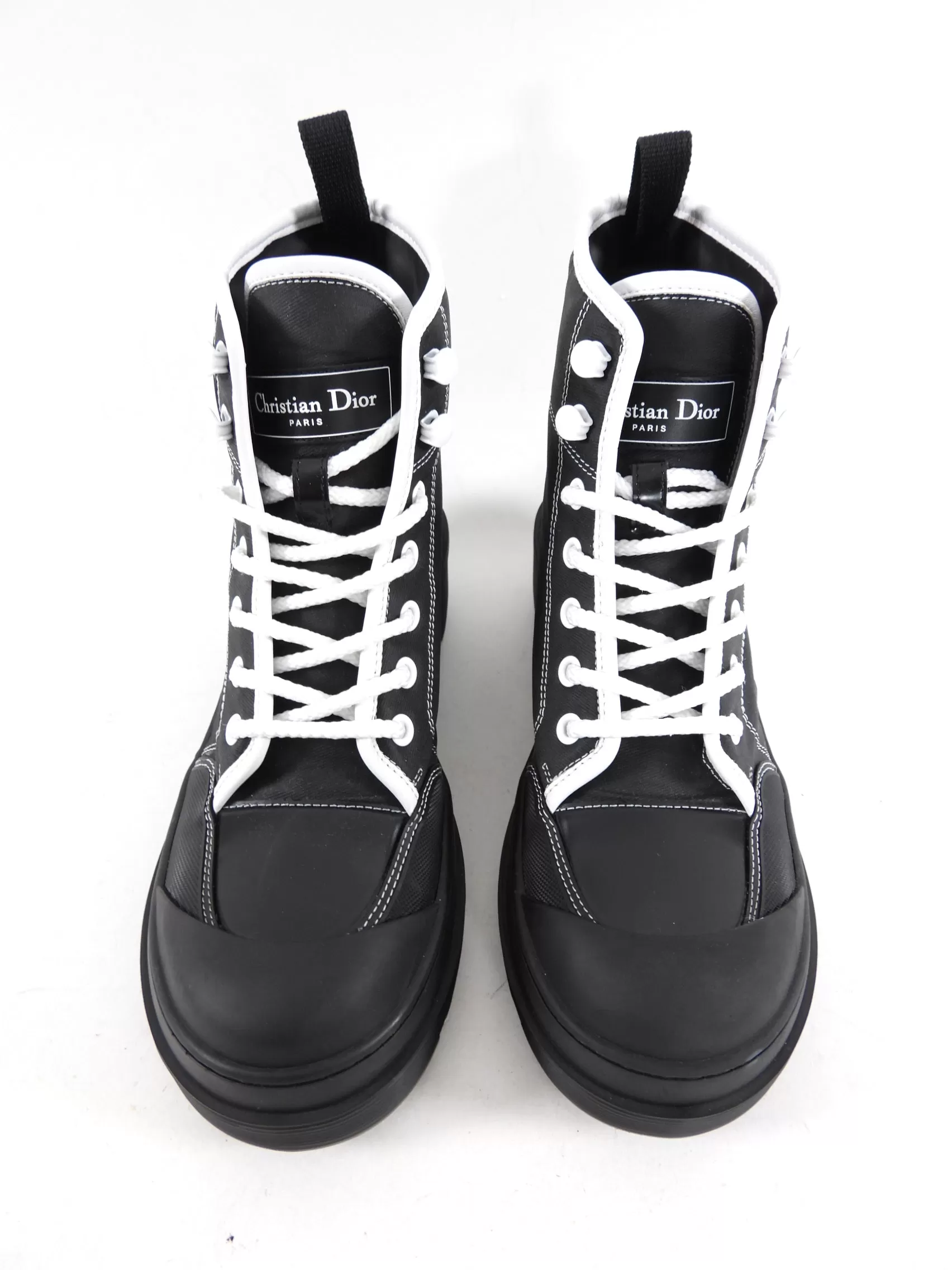 Dior Black and White Lace Up Ankle Boots - 36.5