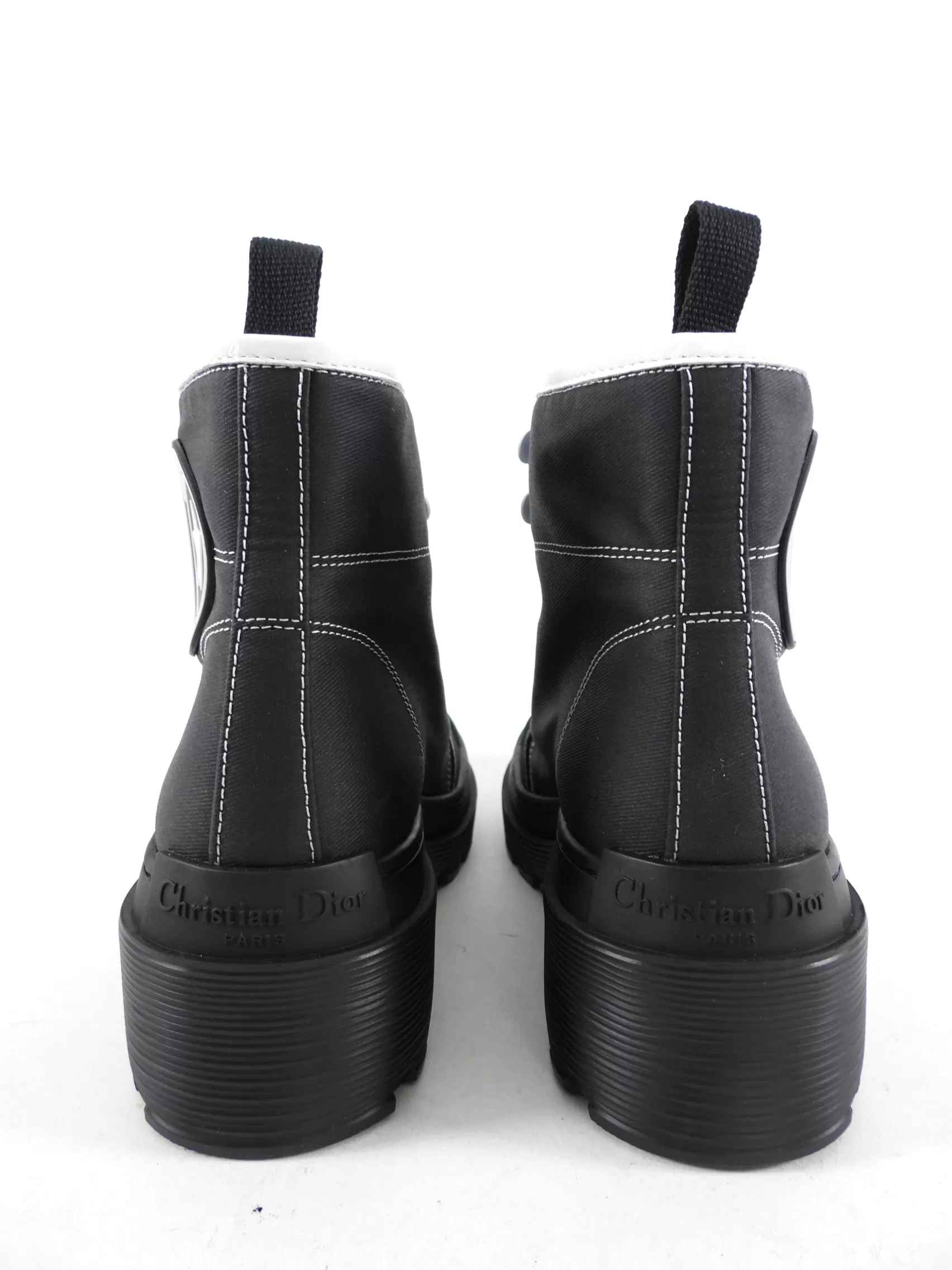 Dior Black and White Lace Up Ankle Boots - 36.5