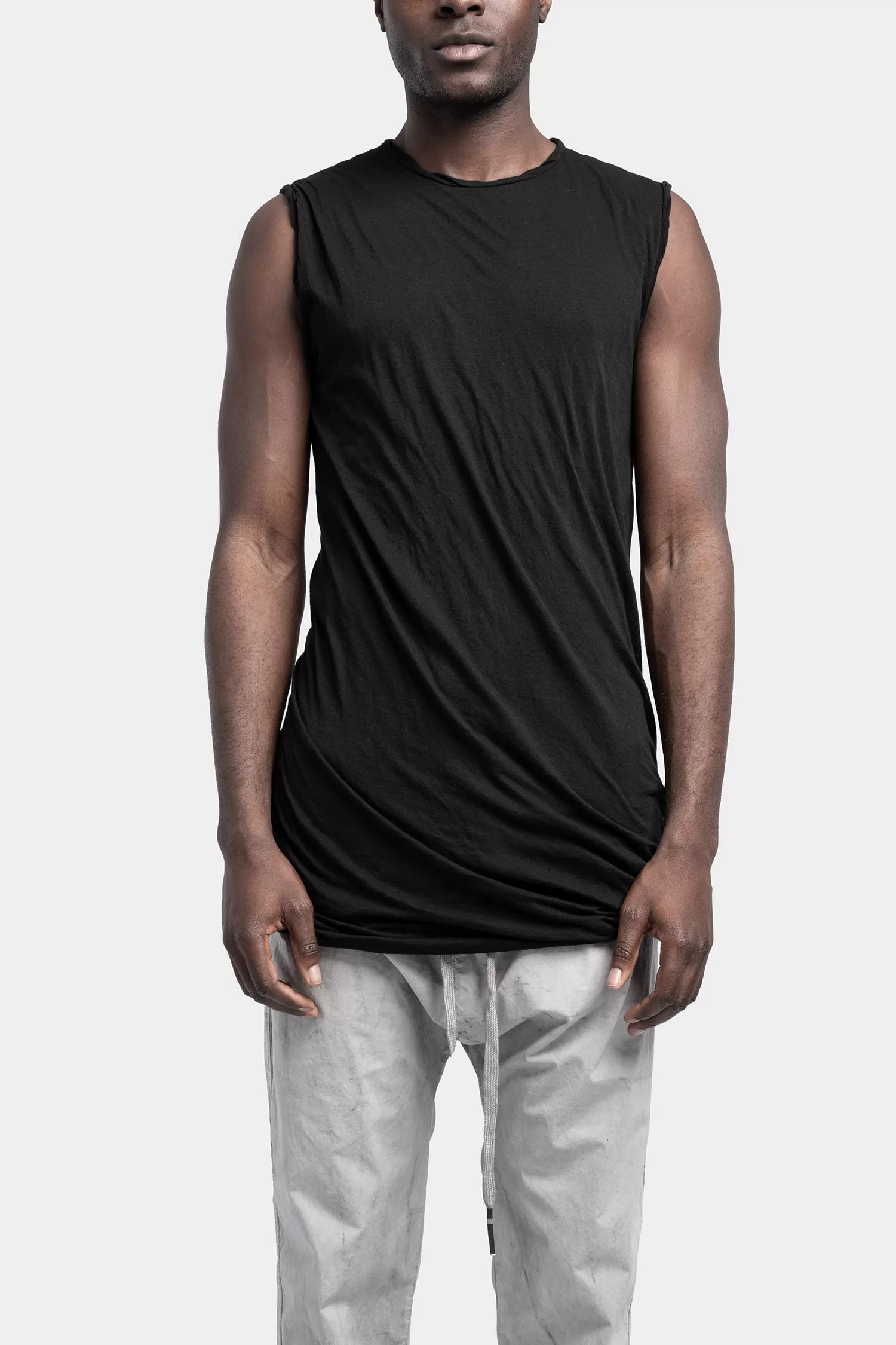 Double layer lightweight cotton tank, Black