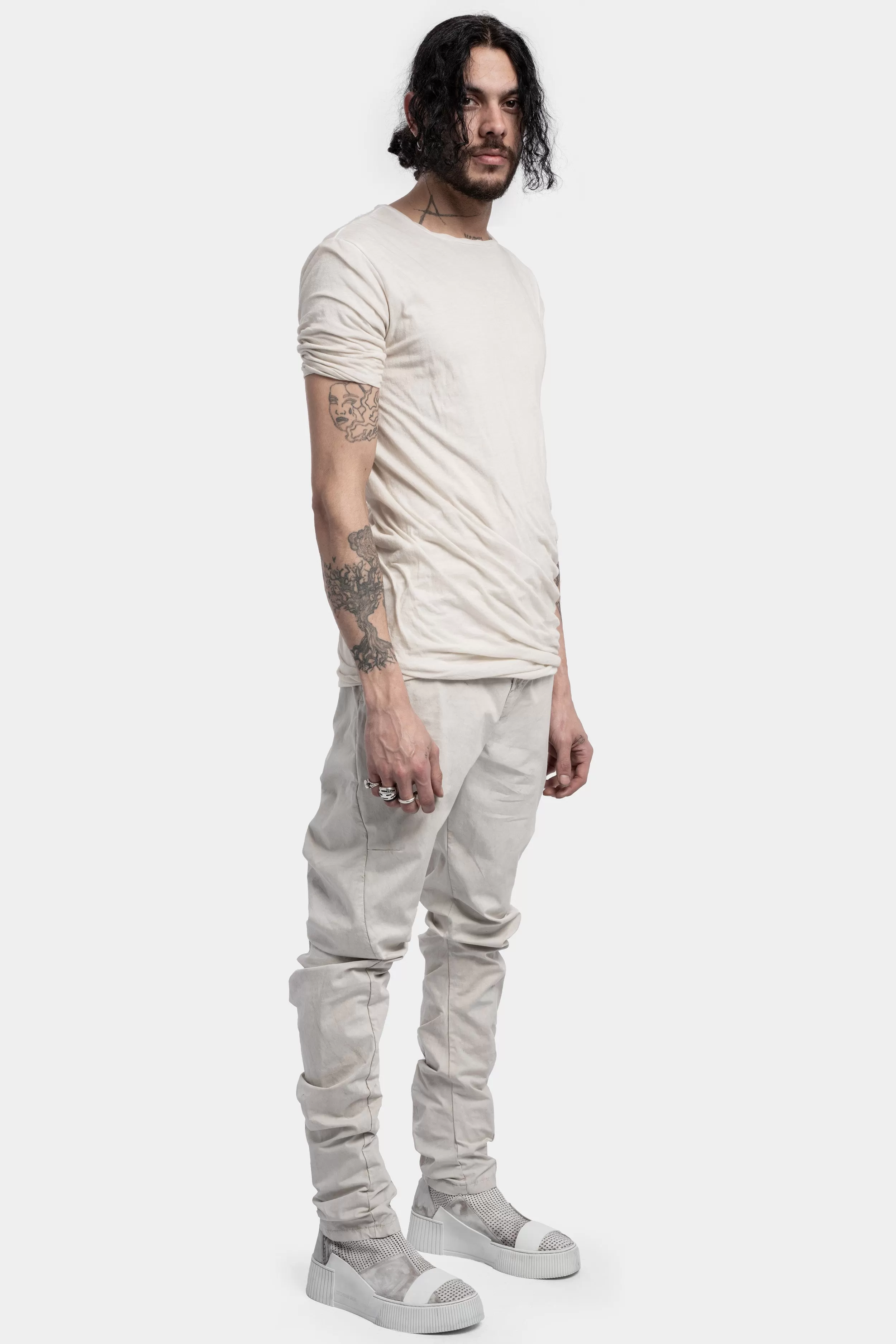 Double layer lightweight cotton tee, Off-white Resin