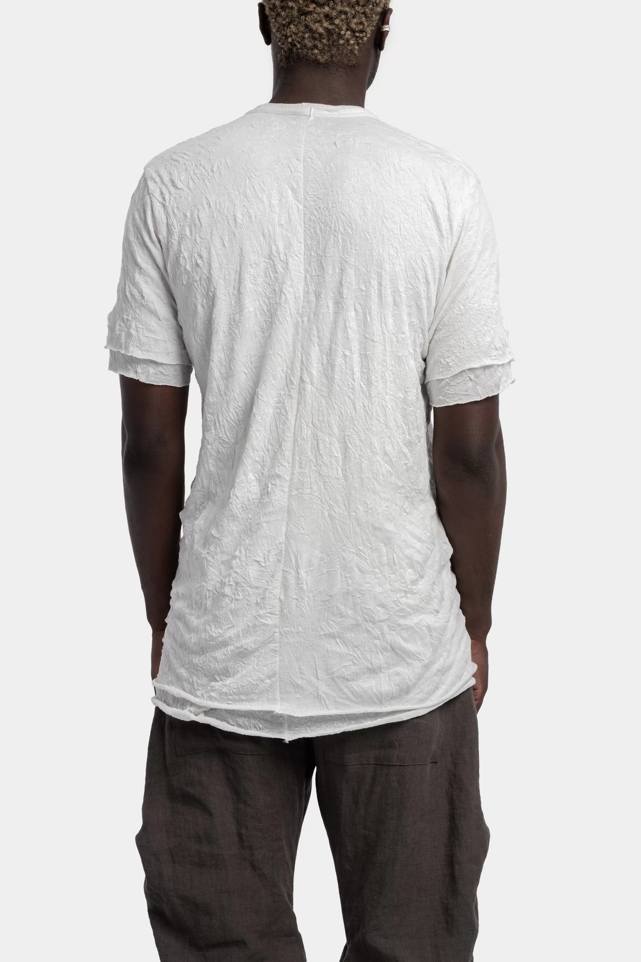 Double layered V-neck tee, White