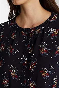 Esprit Crepe Floral Print Blouse in Navy