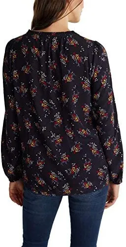 Esprit Crepe Floral Print Blouse in Navy