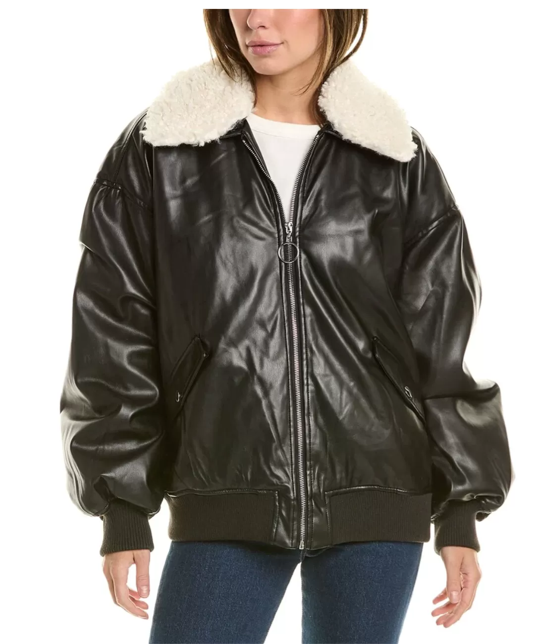 Faux Sherpa Collar Bomber Jacket