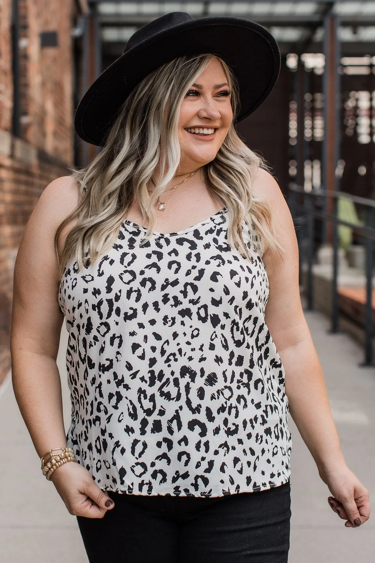 Fiercely Authentic Printed Tank Top- Ivory