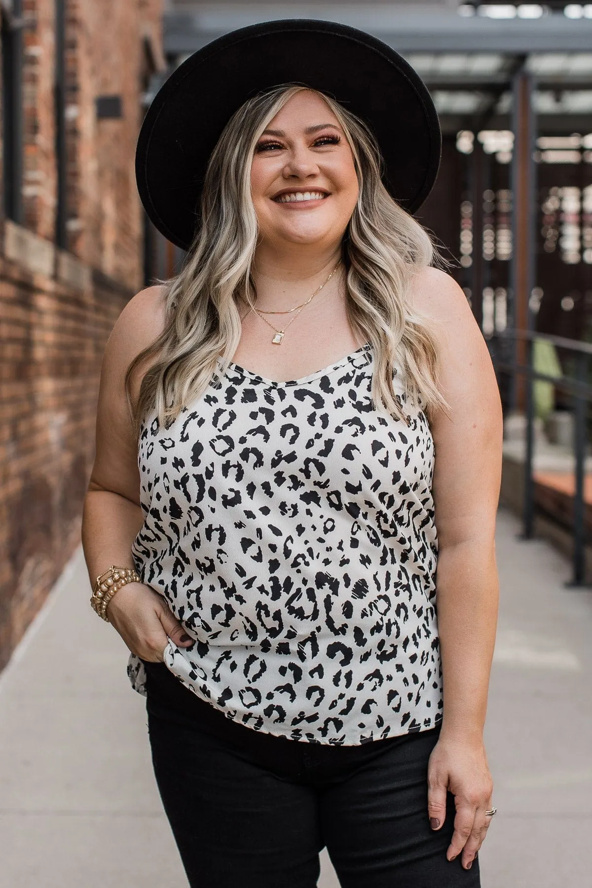 Fiercely Authentic Printed Tank Top- Ivory