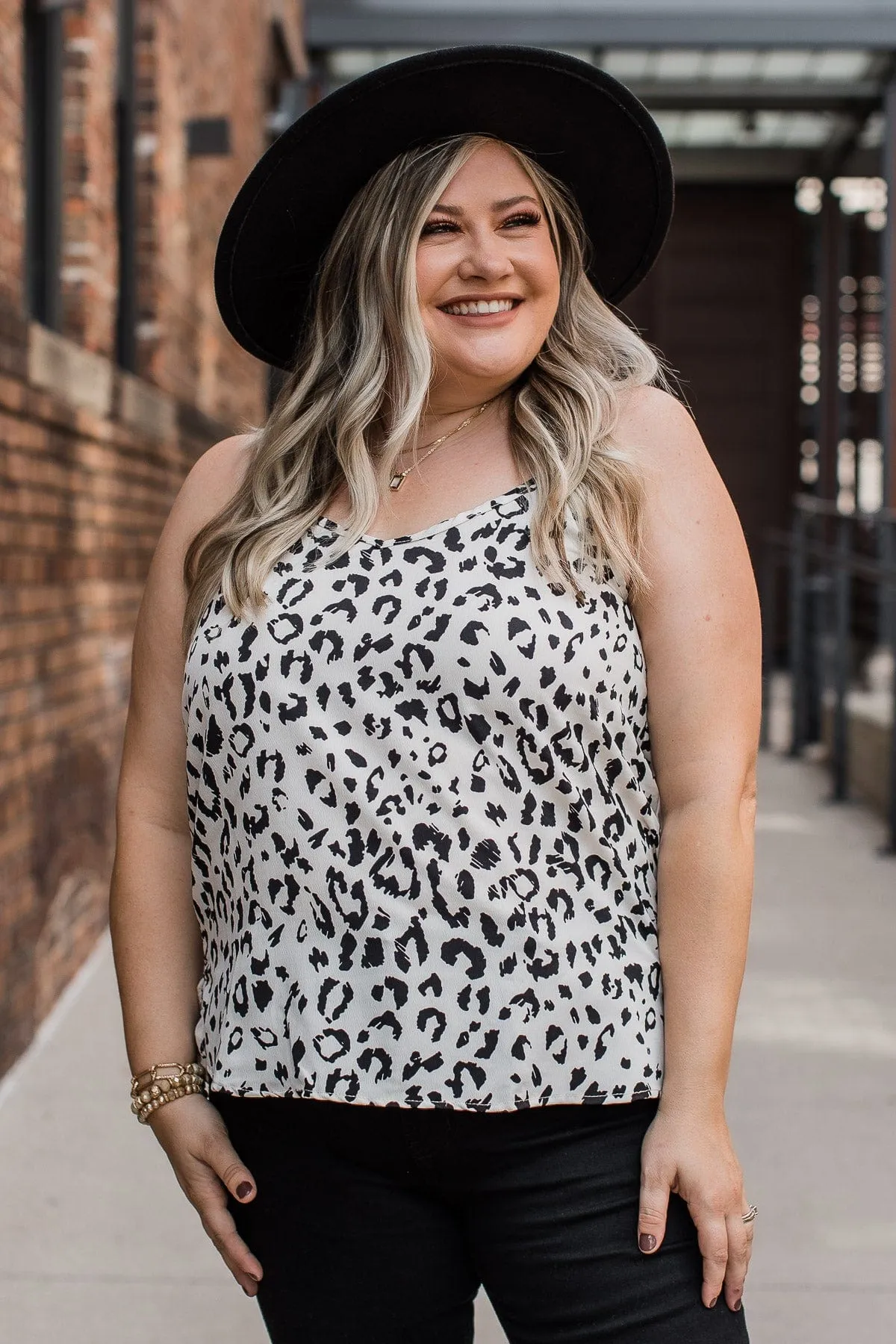 Fiercely Authentic Printed Tank Top- Ivory