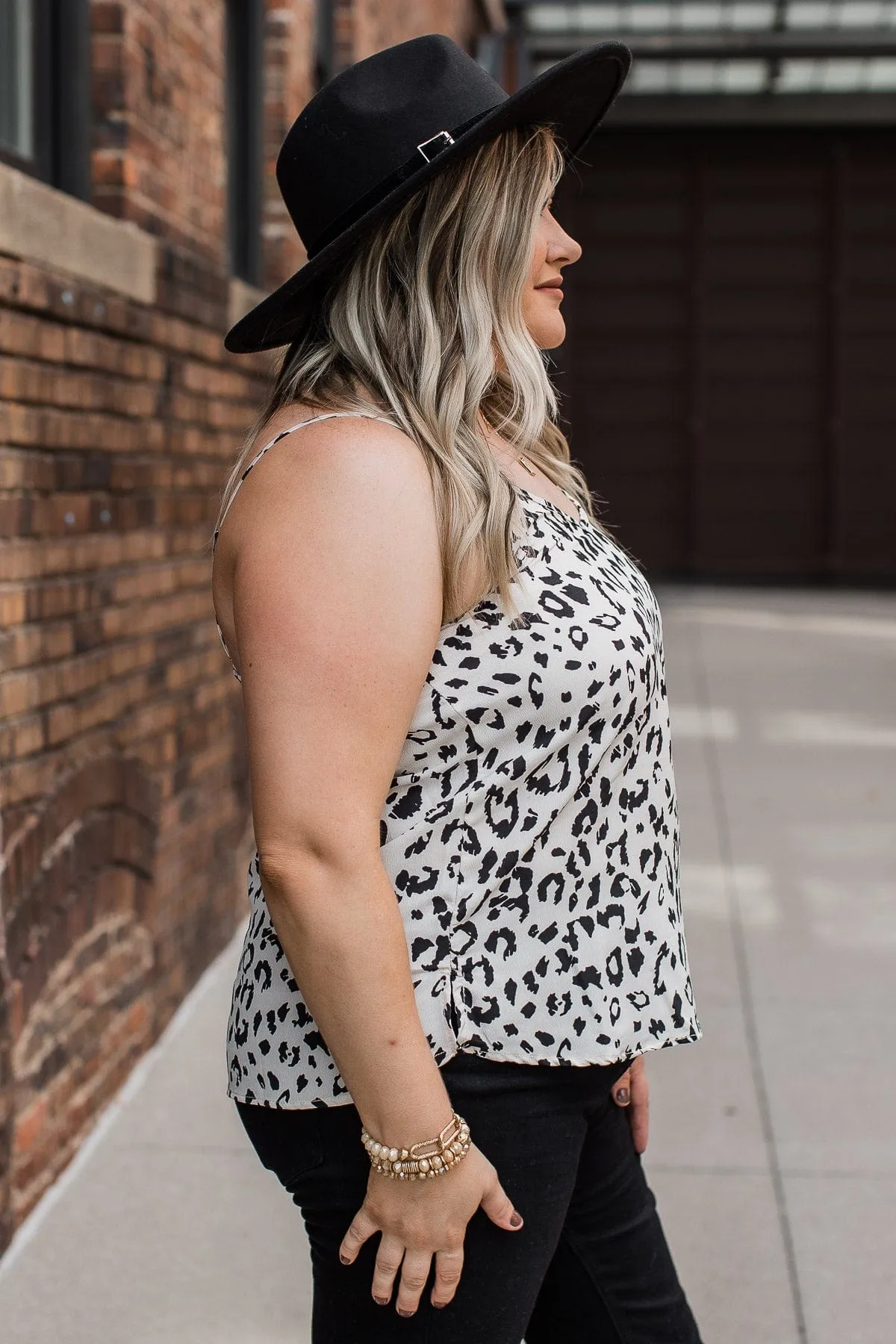 Fiercely Authentic Printed Tank Top- Ivory