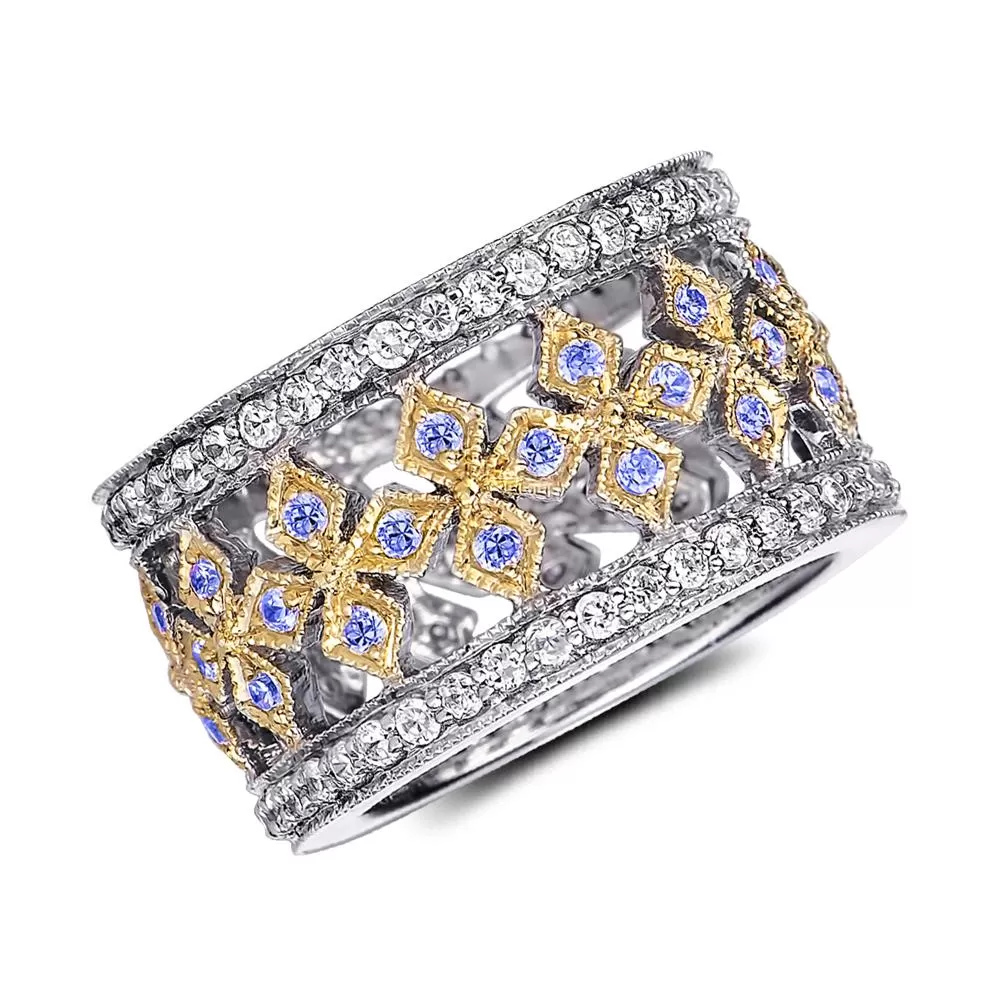 Filigree Finesse Blue Ring