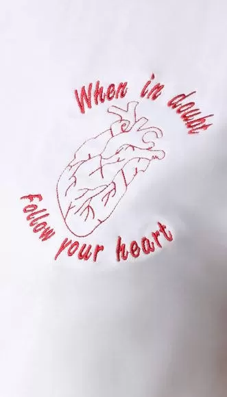 Follow your heart. Embroidery T-shirt