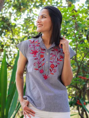 Gianna Blouse in Pinstripe