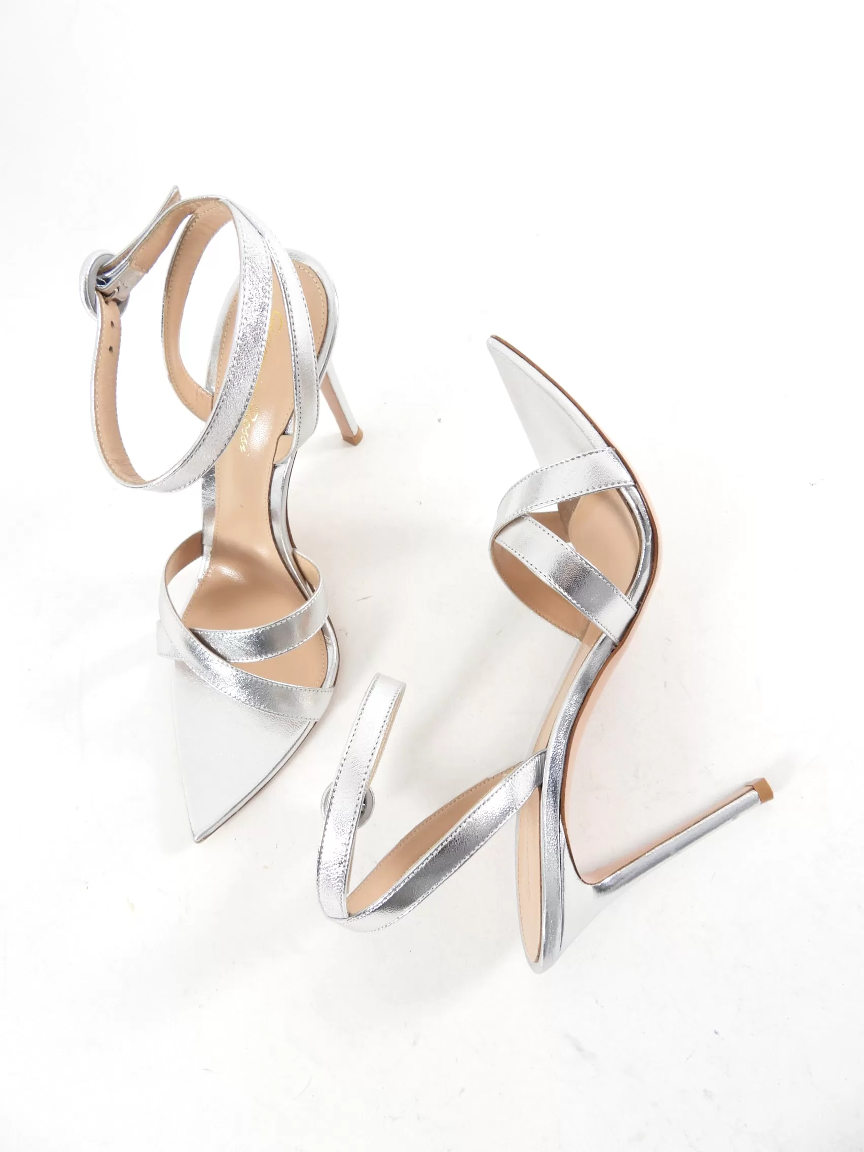 Gianvito Rossi Silver Alixia 105 Leather Heels - 38 / USA 7.5