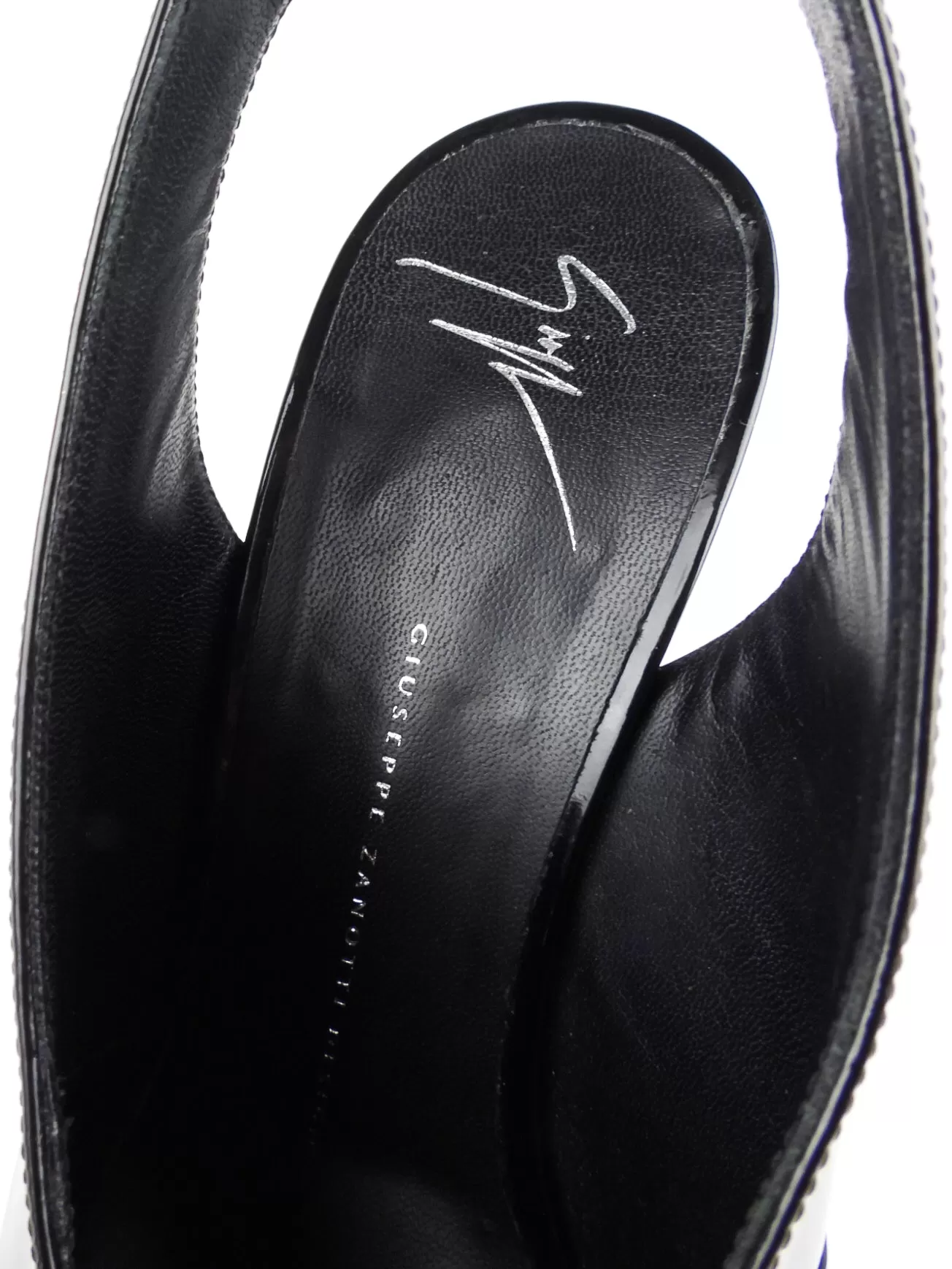 Giuseppe Zanotti Black Patent Leather Slingback Stiletto Heel Platform Pumps - 41