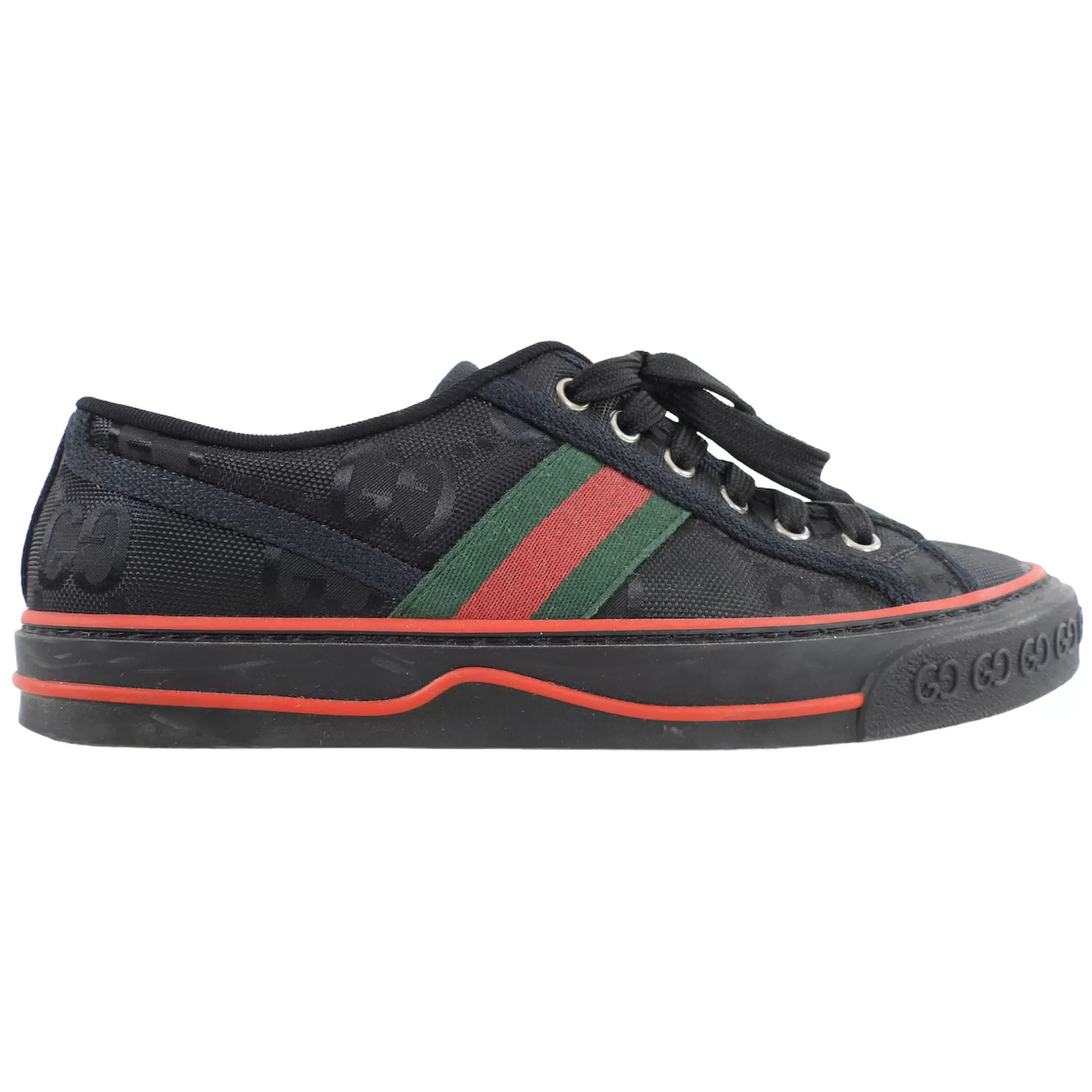 Gucci Black Monogram Web Stripe Off The Grid Tennis Sneakers - 39