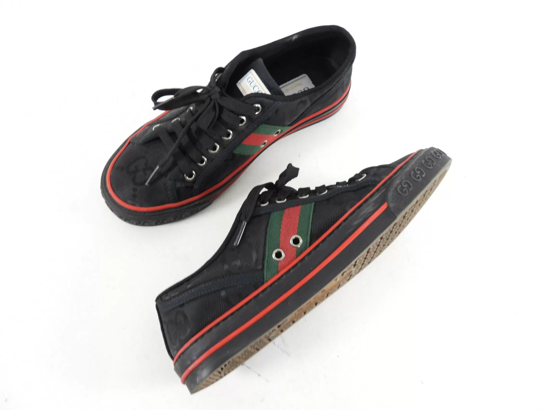 Gucci Black Monogram Web Stripe Off The Grid Tennis Sneakers - 39