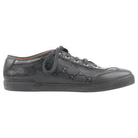 Gucci Black Supreme Monogram and Leather Web Trim Lace Up Sneakers - 37.5