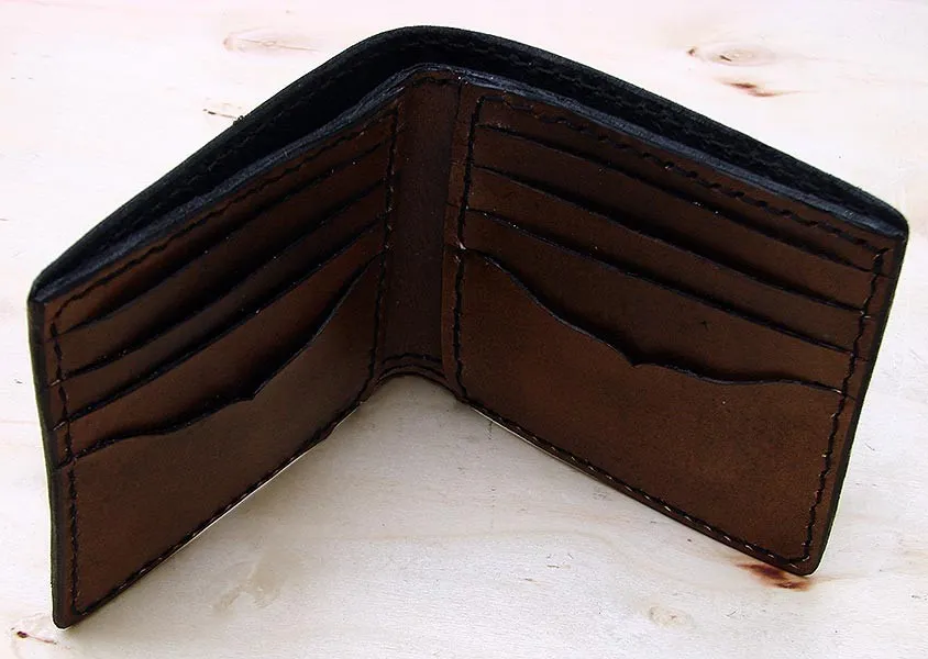 Hancrafted bifold wallet with steampunk wings