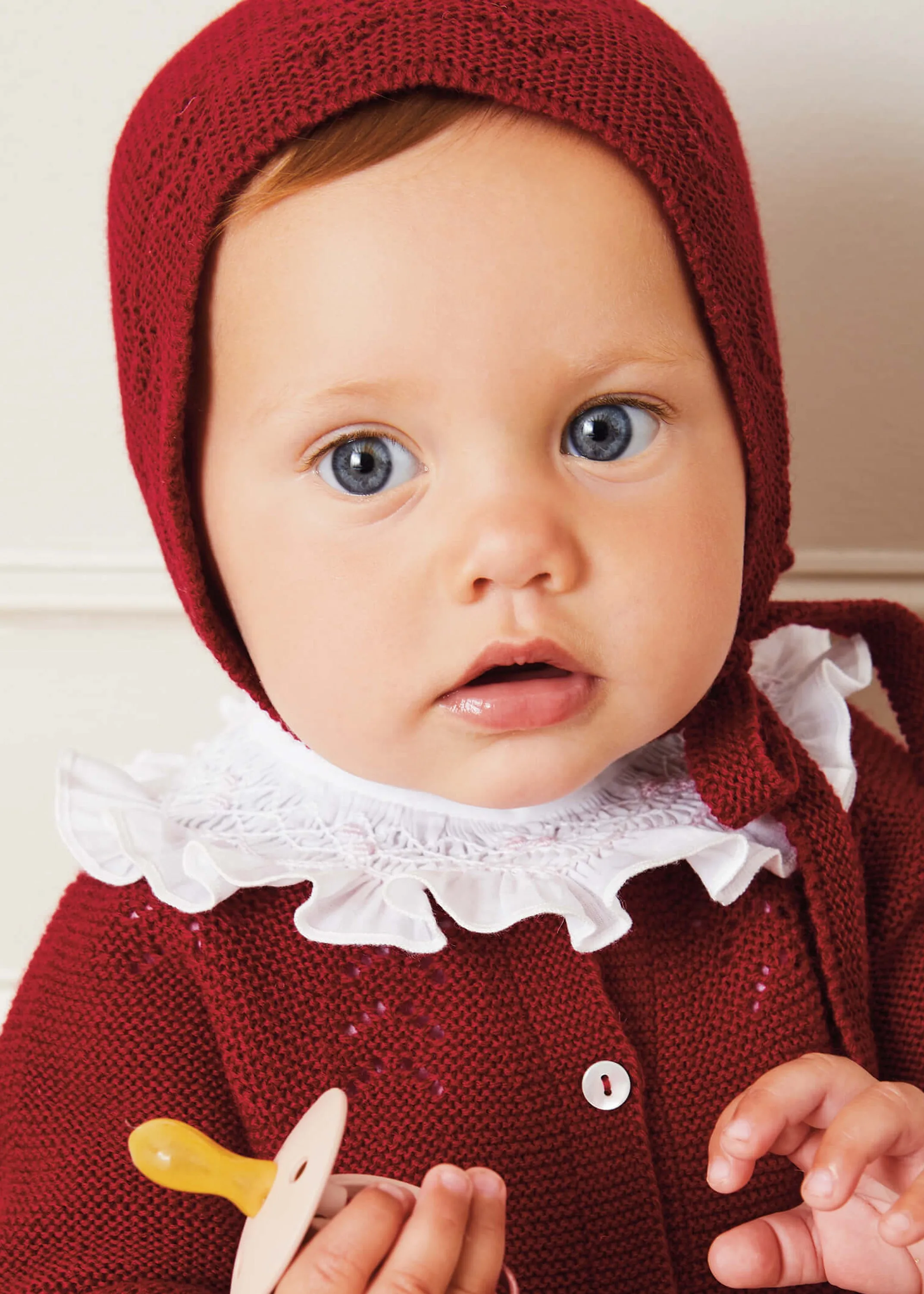 Handsmocked Collar Long Sleeve Blouse In Baby Pink (0-12mths)