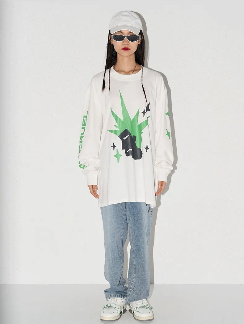 HARSH AND CRUEL  |Unisex Street Style Long Sleeves Cotton Oversized