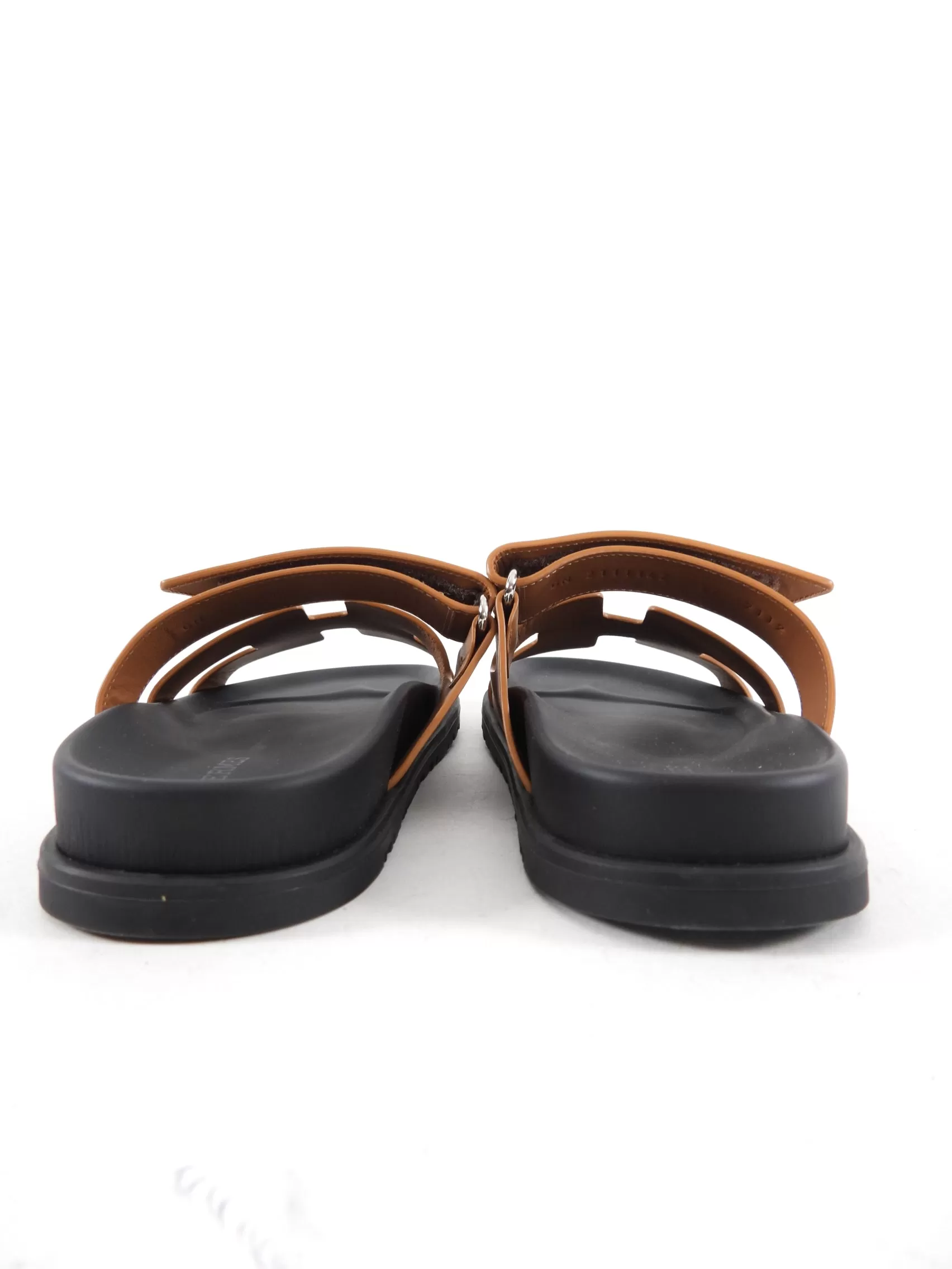 Hermes Tan Leather Chypre Flat Sandals - 37