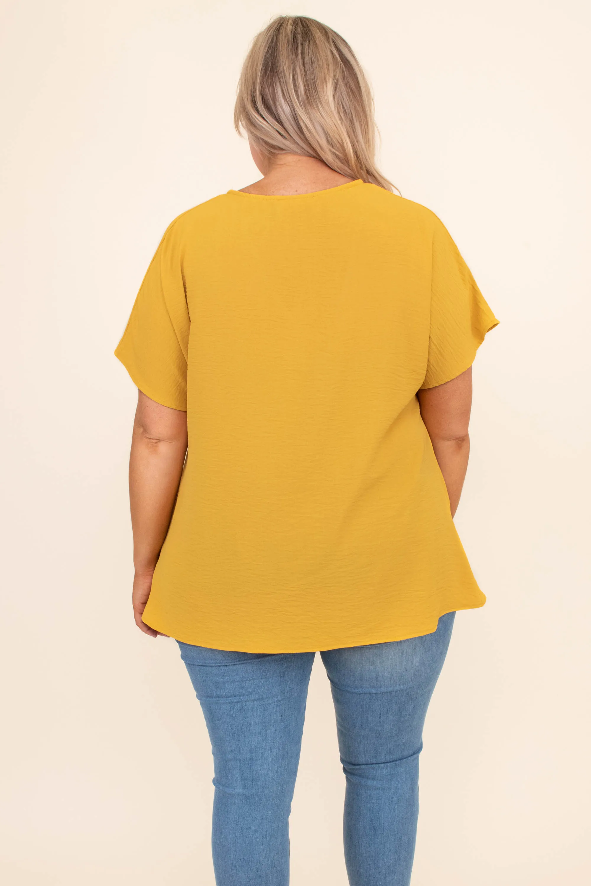 Hiding My Heart Blouse, Mustard