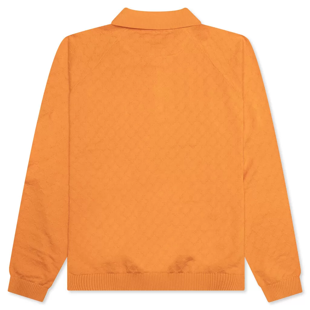 Hogan Pointelle Raglan Sleeve Sweater Polo - Jasper Orange