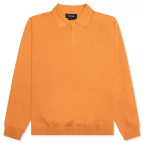 Hogan Pointelle Raglan Sleeve Sweater Polo - Jasper Orange