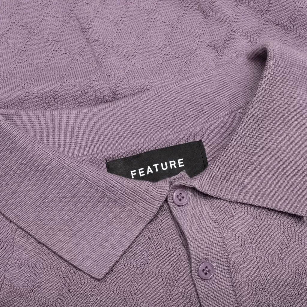 Hogan Pointelle Raglan Sleeve Sweater Polo - Mauve