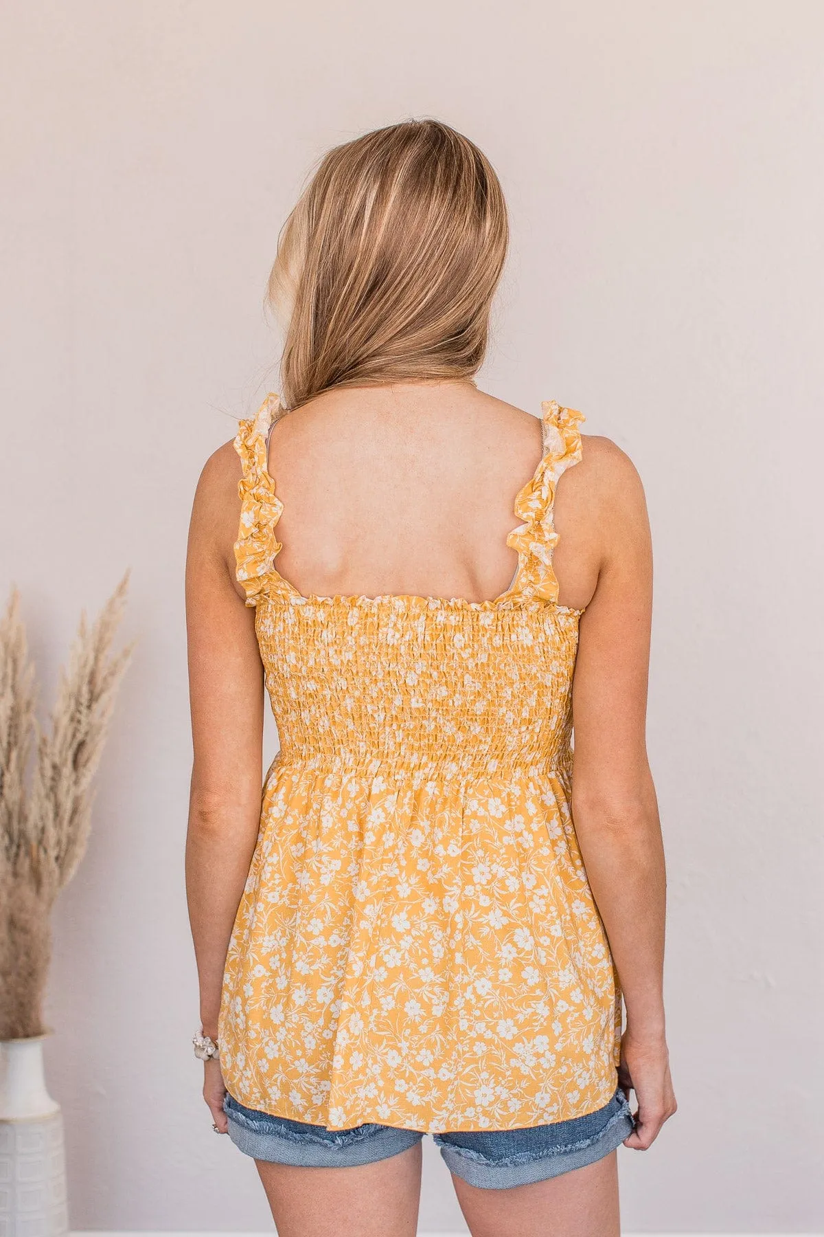 I Found Love Floral Tank- Mustard