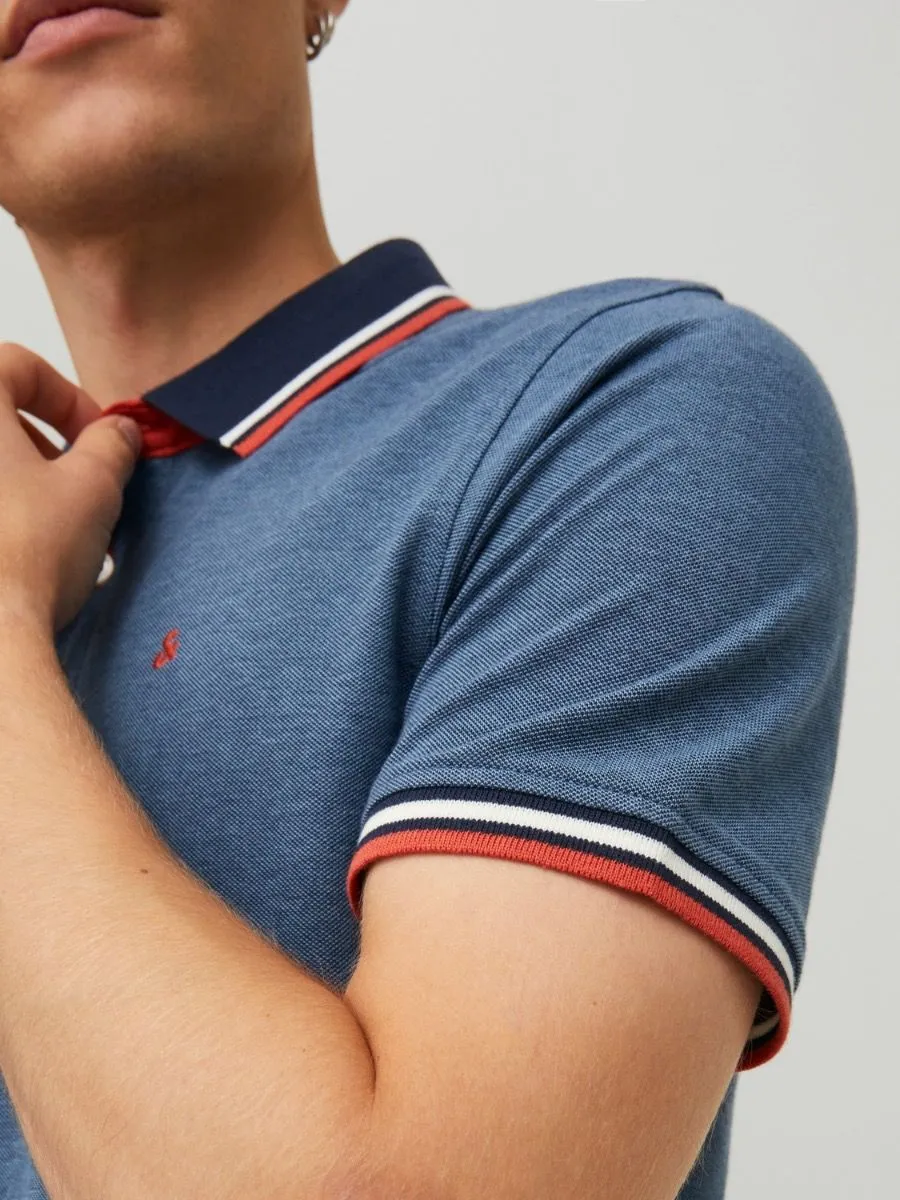 Jack & Jones Paulos Tipped Polo Shirt Denim Blue