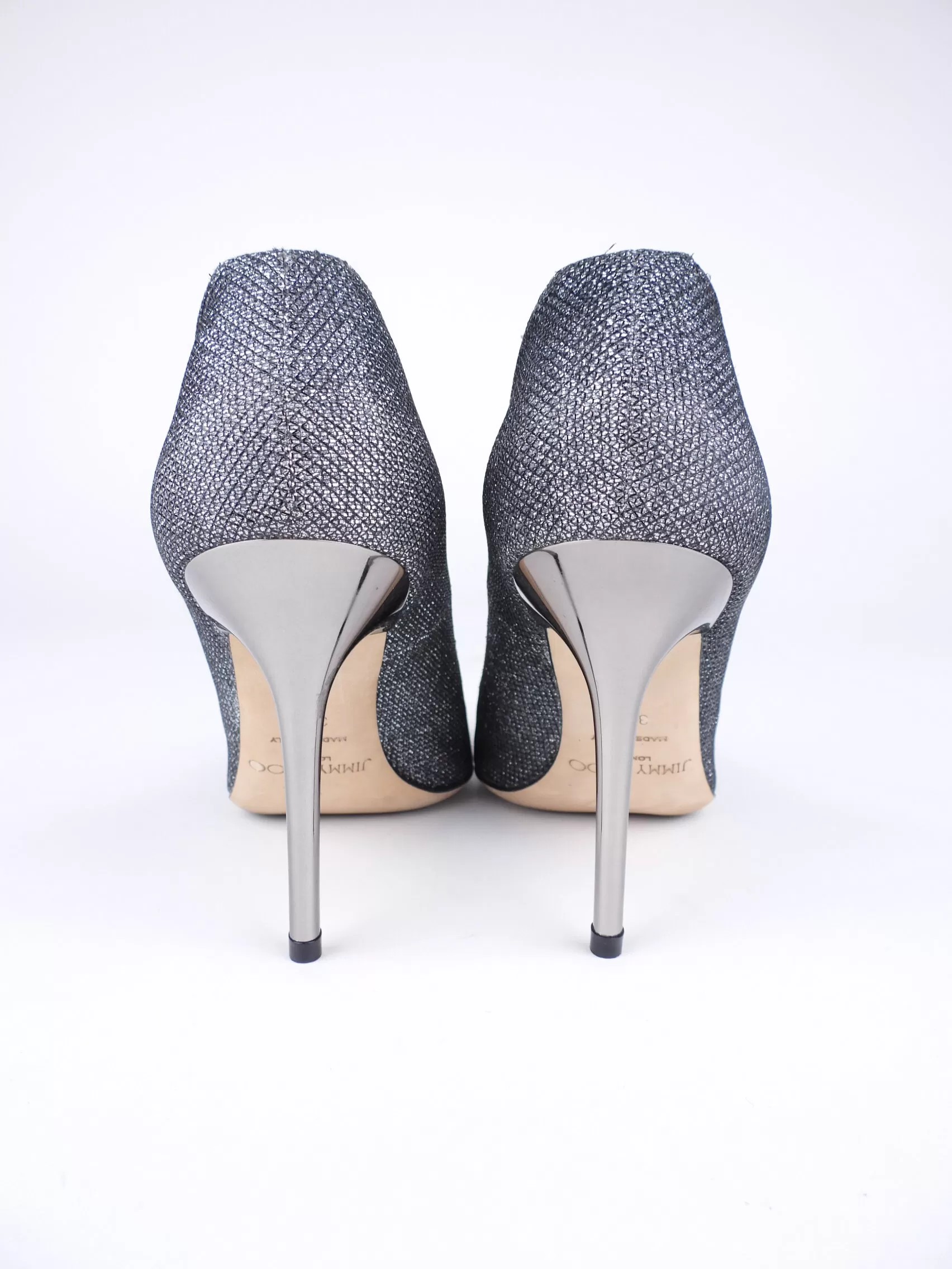 Jimmy Choo Anthracite Lame Glitter Abel Pump Heels - 37.5