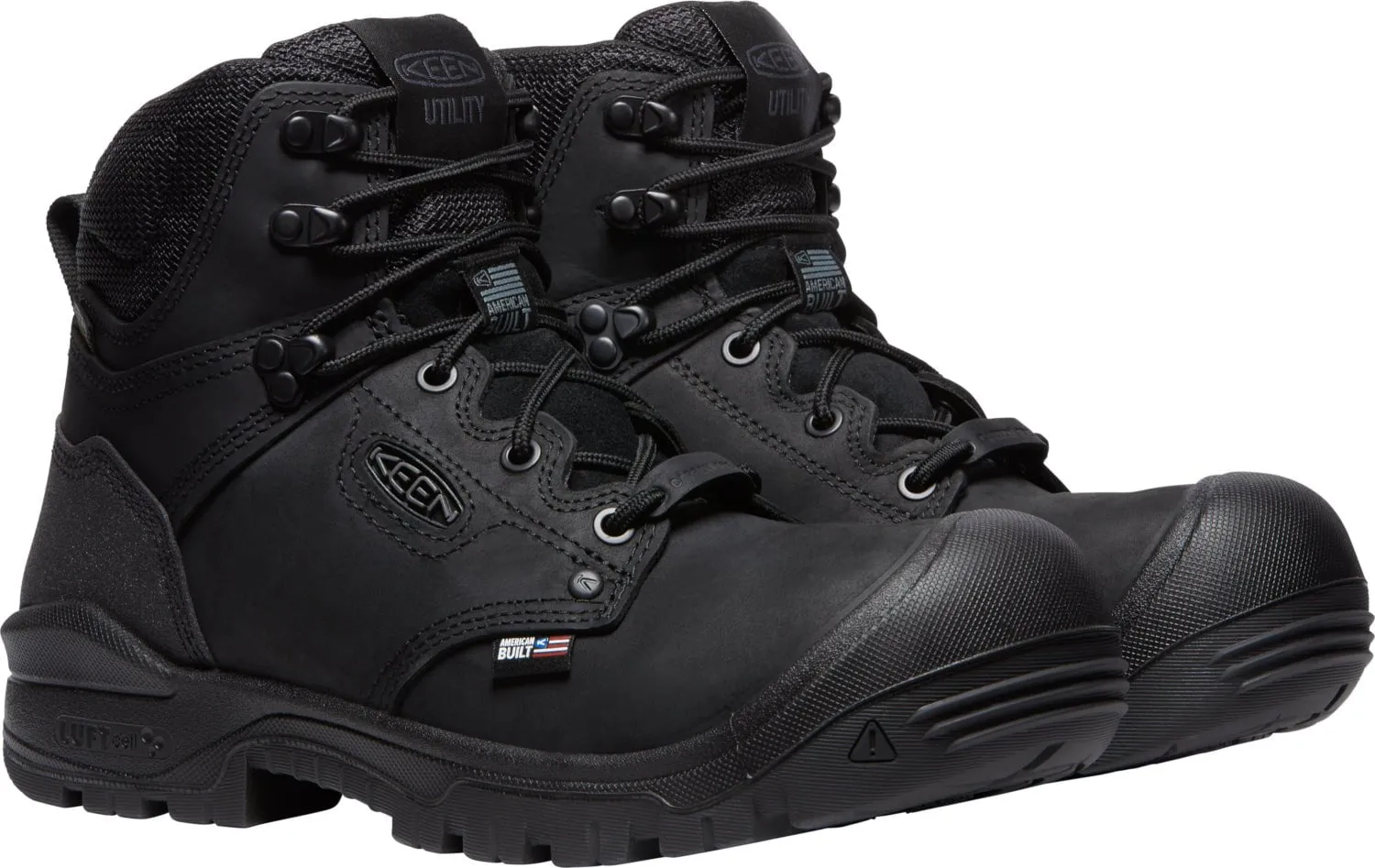 Keen Utility Mens Independence 6in WP Black/Black Leather Work Boots