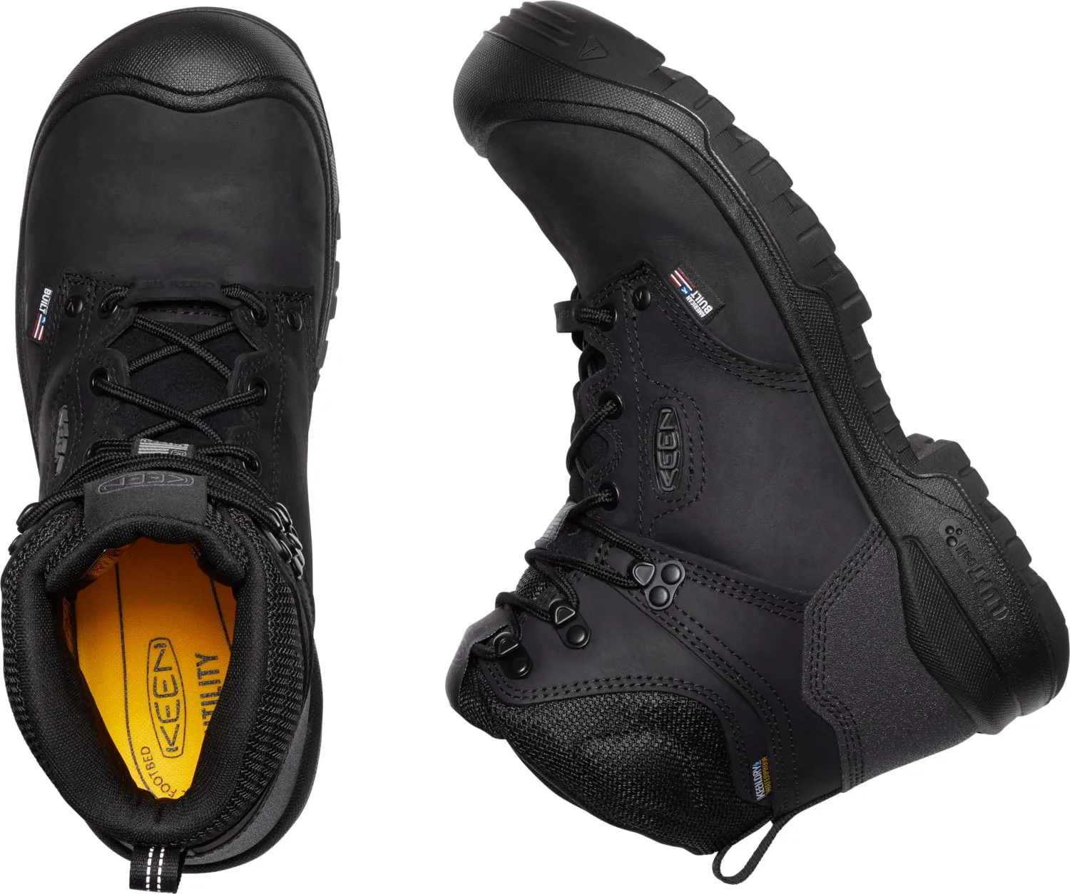 Keen Utility Mens Independence 6in WP Black/Black Leather Work Boots