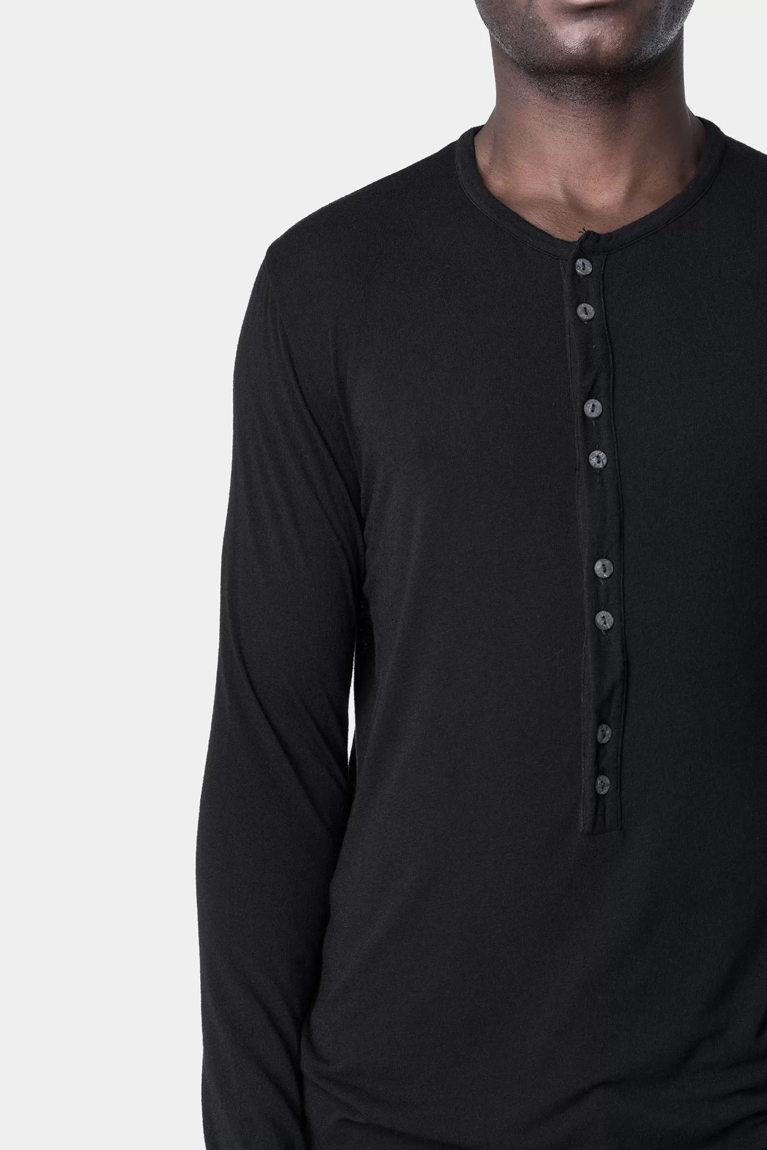 Lightweight cotton long sleeve Henley T-Shirt