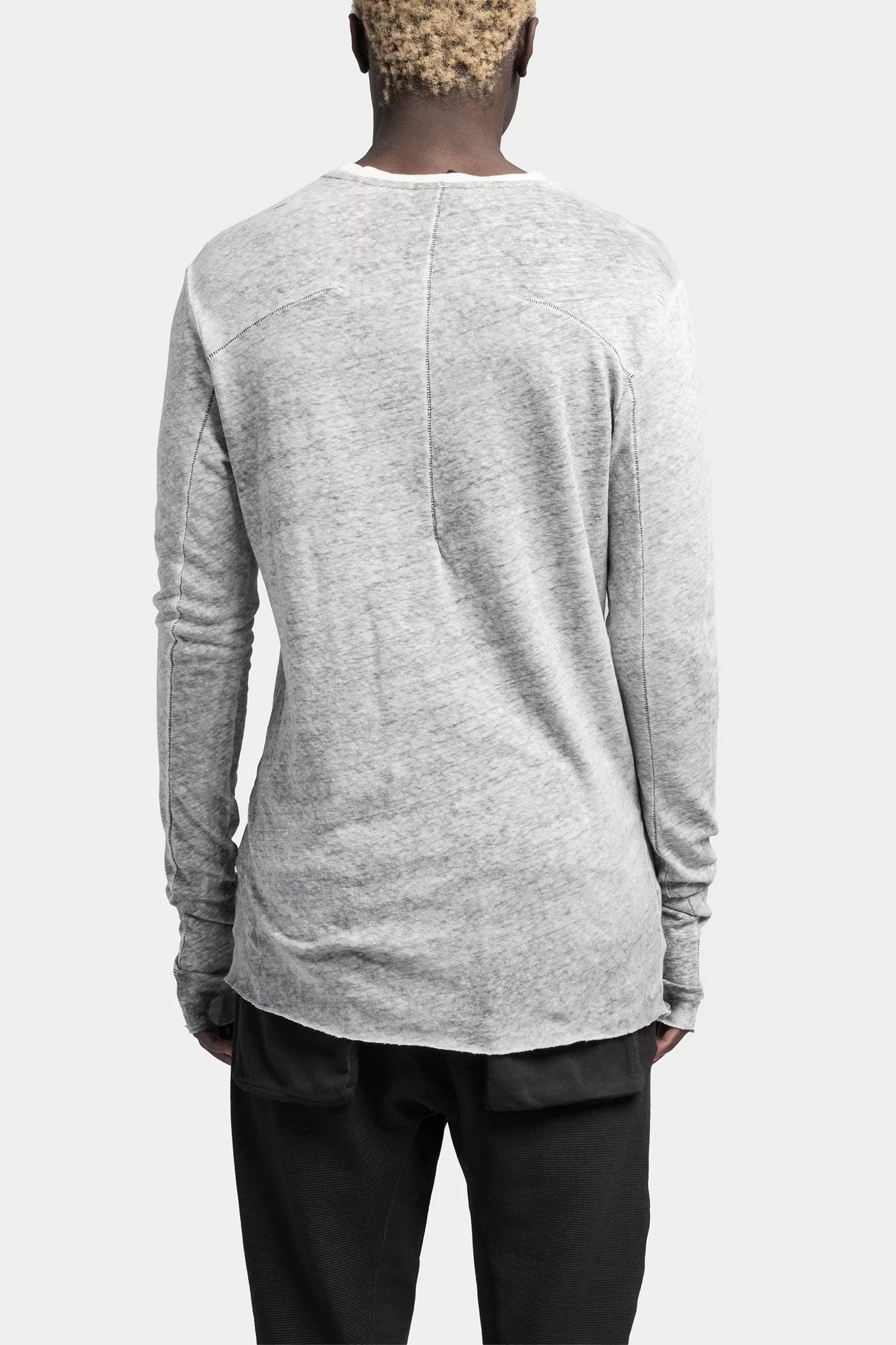 Linen blend long sleeve tee, Dirt cream