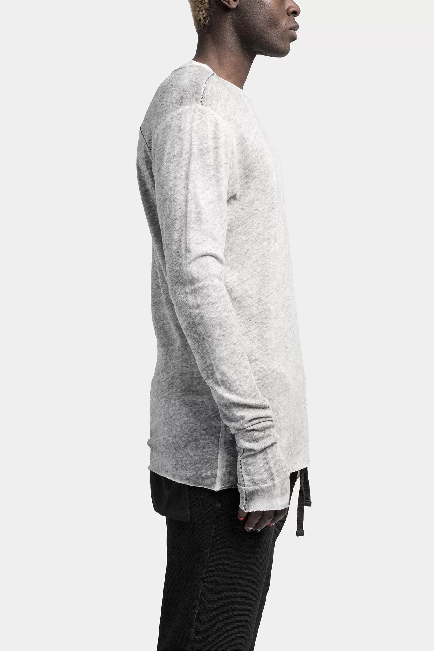 Linen blend long sleeve tee, Dirt cream