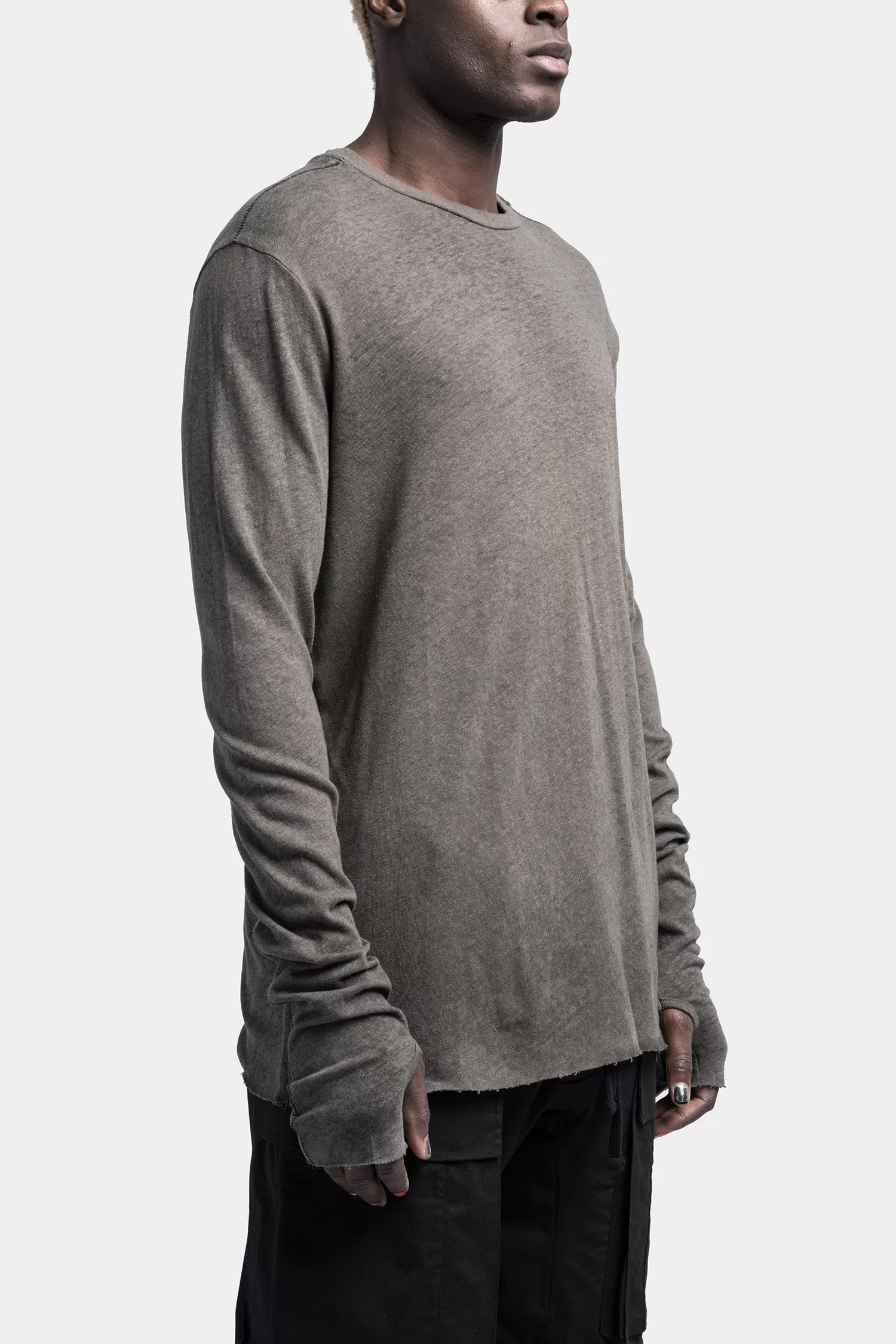 Linen blend long sleeve tee, Ivy green