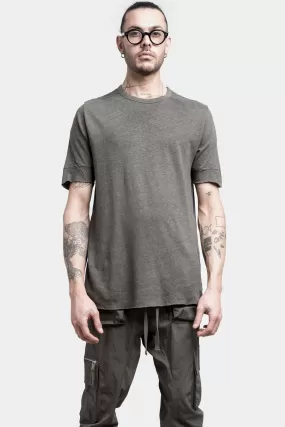 Linen blend scar-stich tee, Dirty Ivy green