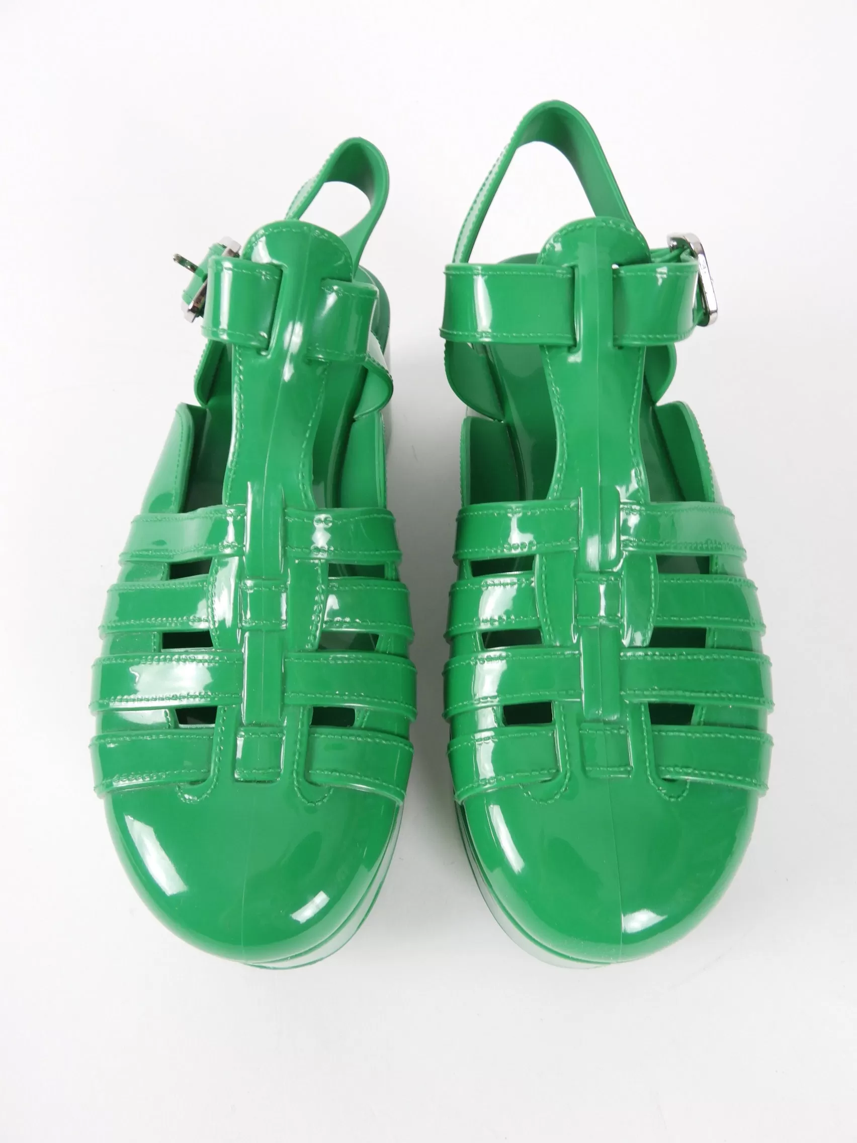 Loewe Green Rubber Logo Platform Fisherman Sandals - 37 / 7