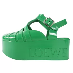 Loewe Green Rubber Logo Platform Fisherman Sandals - 37 / 7