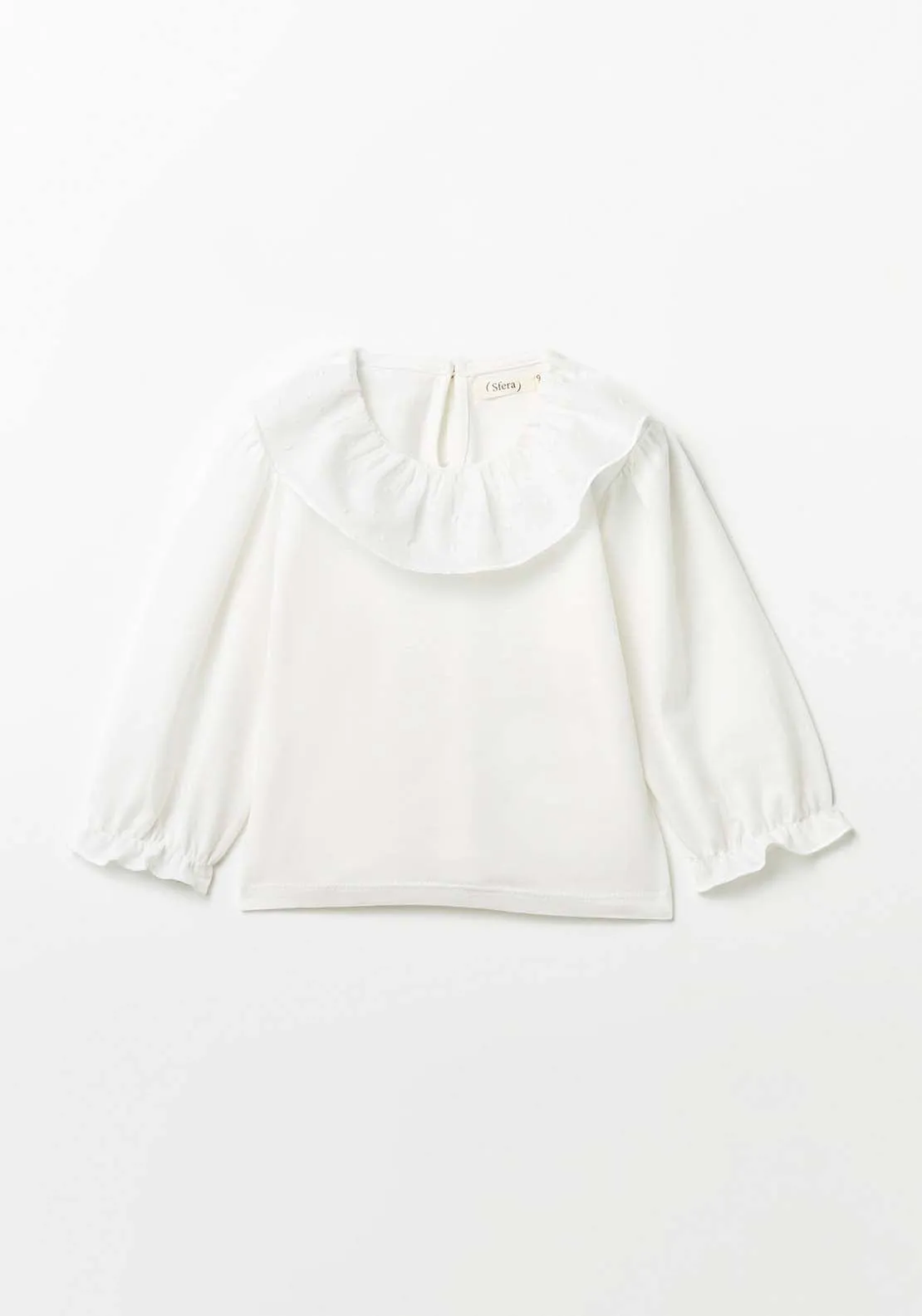 Long Sleeve Ruffle Top - White